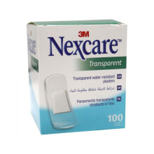 3M Nexcare Transparent Water Resistant Plasters Sensitive Skin Technology 100's