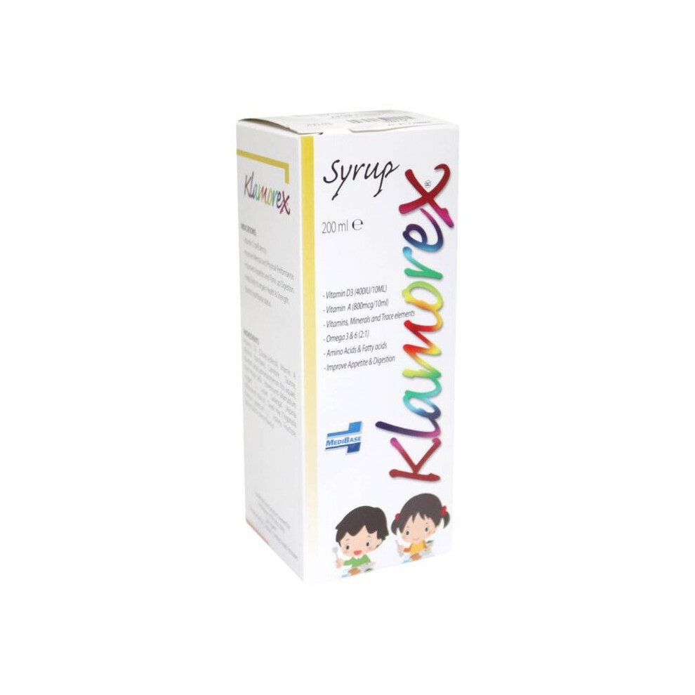 Klamorex Syrup 200Ml With Vitamin A & Vitamin D, Improve Appetite & Digestion