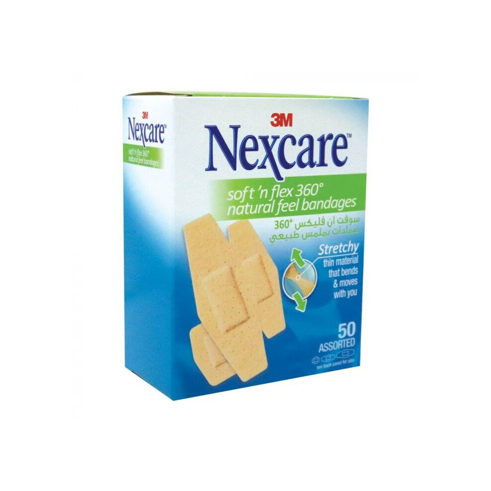 3M Nexcare Soft 'N Flex Assorted Bandage : Comfortable Protection For Minor Cuts.50's