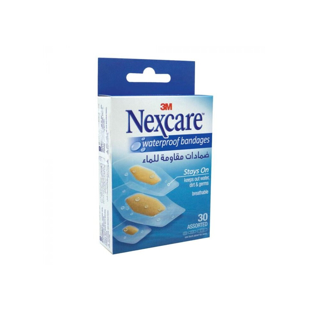 3M Waterproof First Aid Essential: Nexcare Waterproof Assorted Bandages 30'S