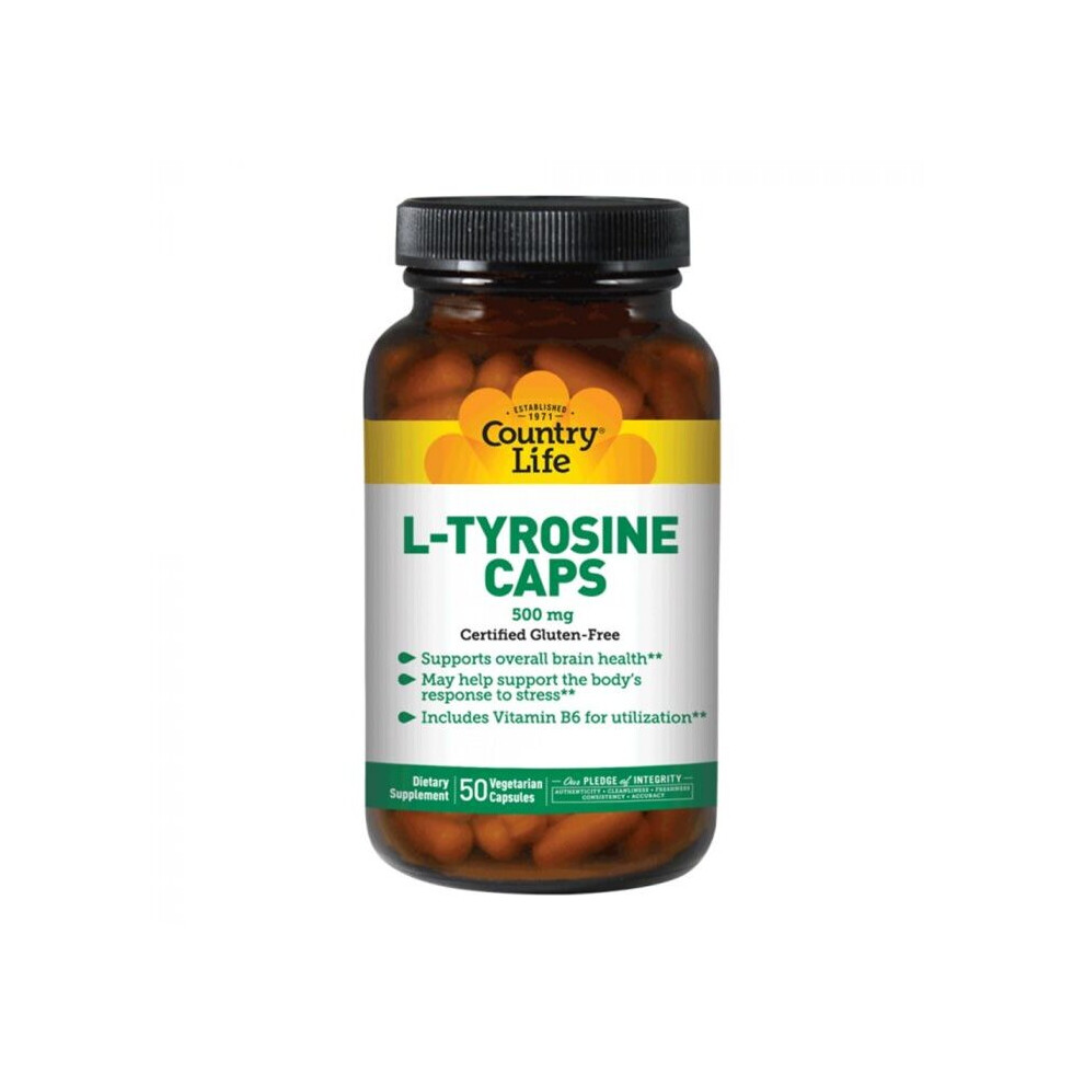 Country Life L-Tyrosine 500 Mg Vegetarian Capsules 50'S
