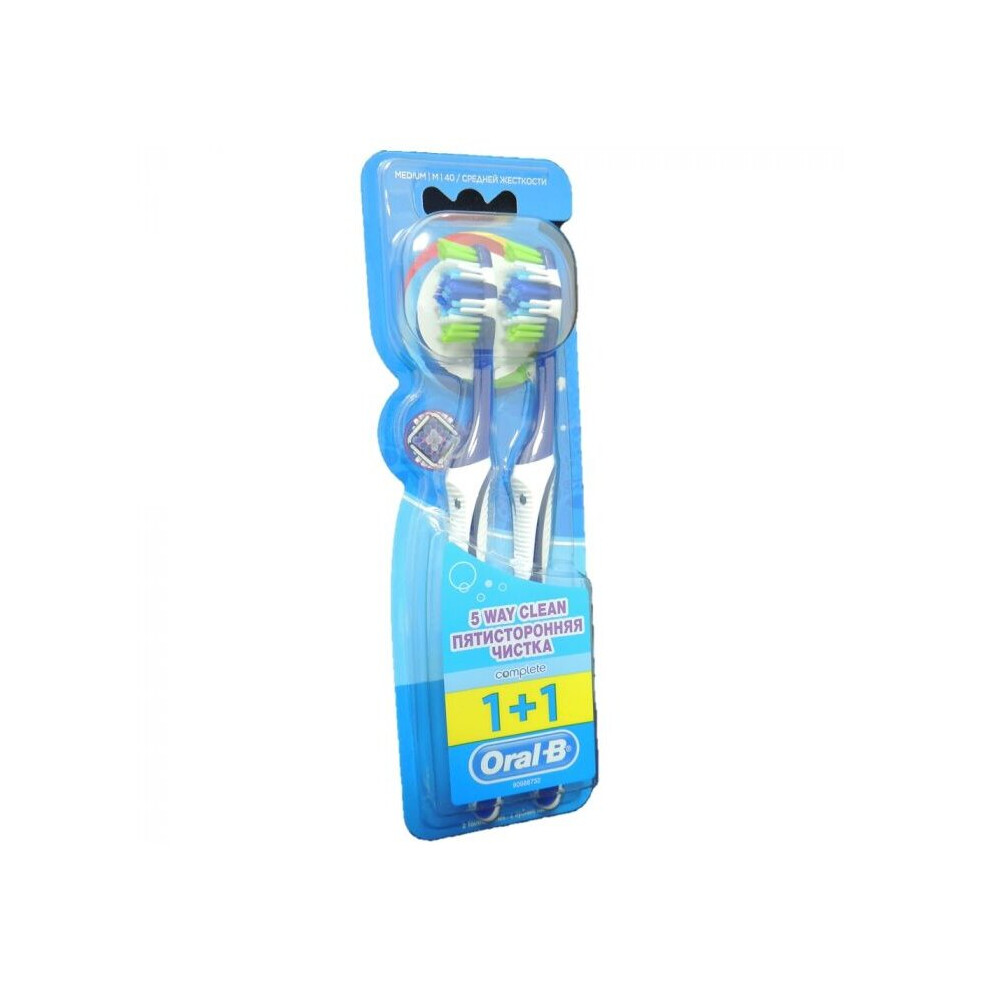 Oral-B Oral B Complete 5 Way Clean Superior Cleaning Entire Oral Toothbrush 40 Medium 1+1