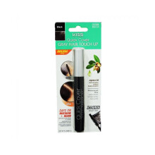 Kiss Quick Cover Root Touch Up Rescue, Mascara Natural Water-Resistant Temporary Gray Concealer Cover Up Brush for Hair Mustache & Beard (Black)