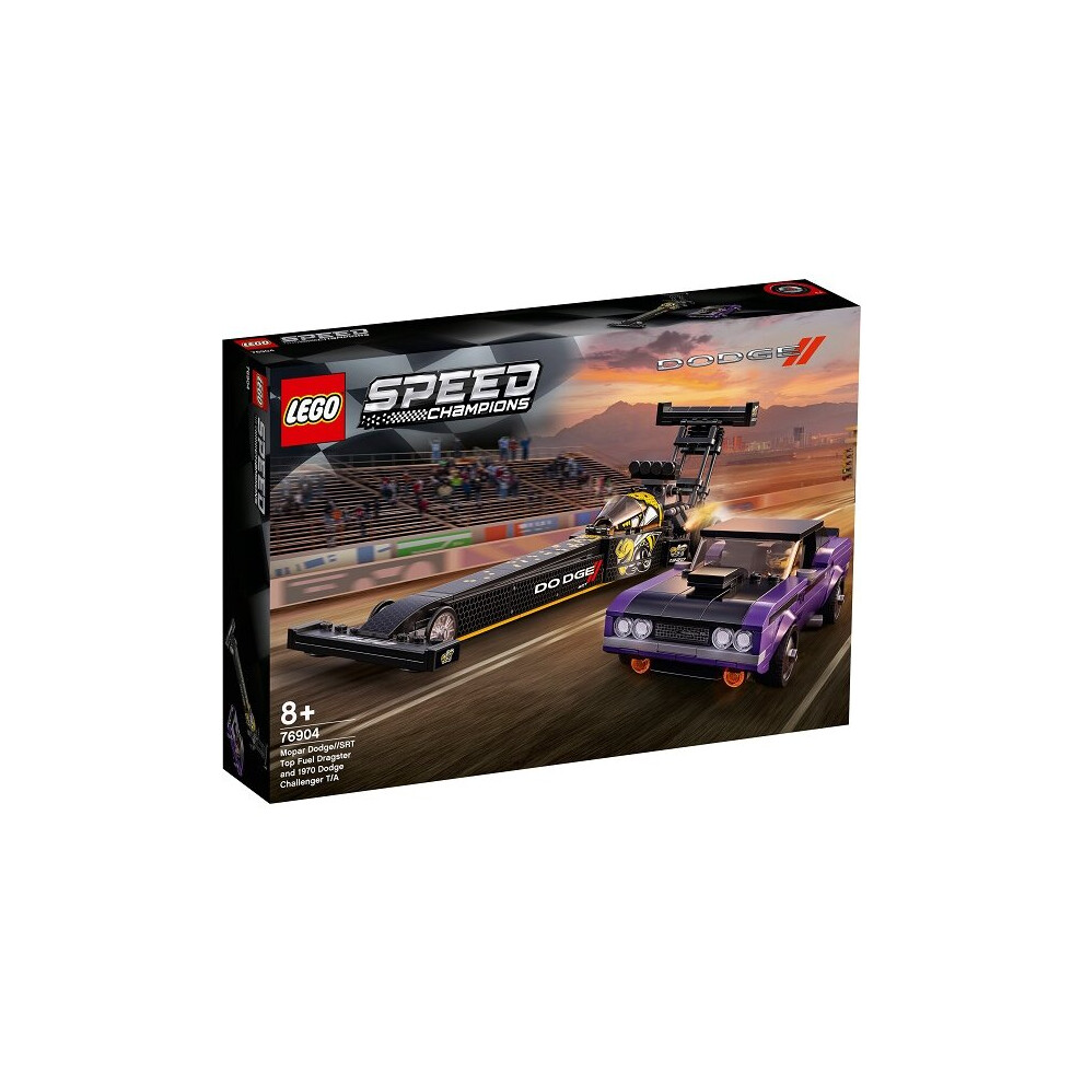 LEGO 76904 Speed Champions Mopar Dodge//SRT Top Fuel Dragster & 1970 Dodge Challenger T/A Muscle Car Toy Building Set for Kids 8 Plus Years Old