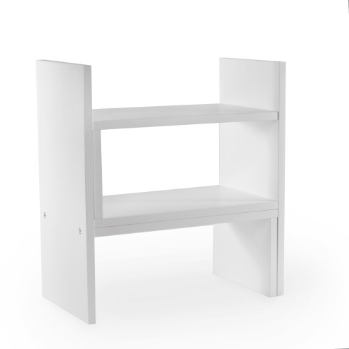 Maison & White Multipurpose Desk Storage Organiser - White, Adjustable & Multifunctional, 35cm H, Extends to 63cm W