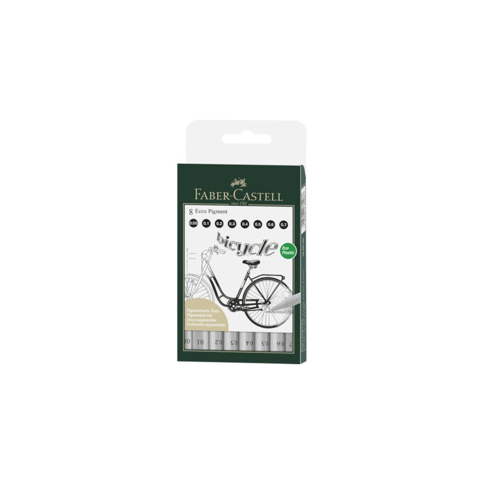Faber-Castell Drawing Pen Ecco Pigment Black 8 Pieces