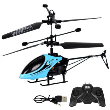 (Blue) NEW Remote Control Helicopter USB Rechargeable Aircraft Induction Infrared Kids Toys