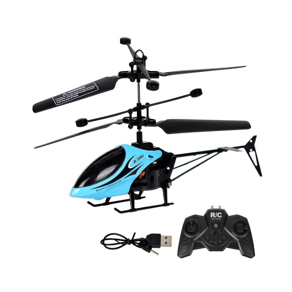 (Blue) NEW Remote Control Helicopter USB Rechargeable Aircraft Induction Infrared Kids Toys