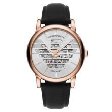 Emporio Armani AR60031 43 mm Rose Gold-Tone Leather Automatic Watch for Mens, Stainless Steel
