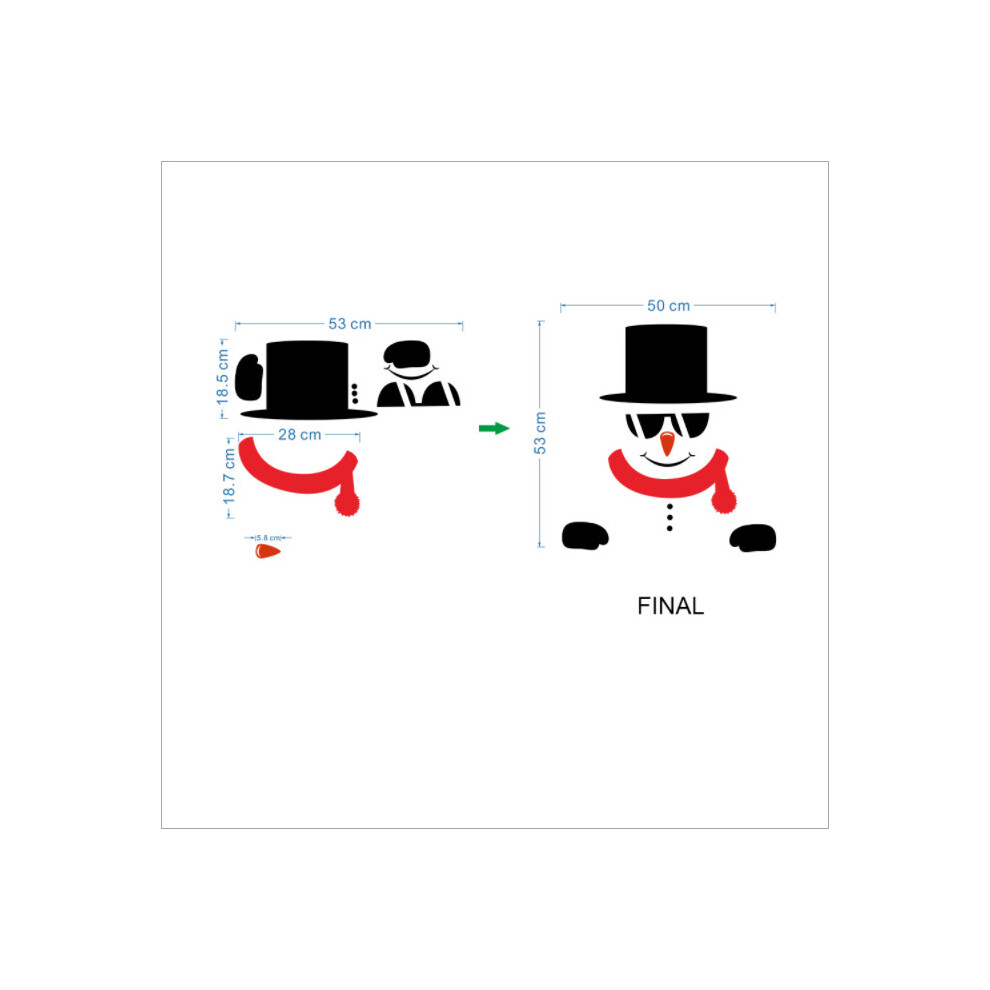 (A) Christmas Snowman Emoji Sticker Self-adhesive Holiday Decoration Cartoon Refrigerator Sticker Home Wall Sticker