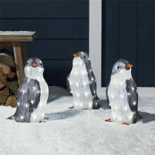 3PCS Christmas Penguin Acrylic 50 LEDs Light Up Outdoor Figurine Decor