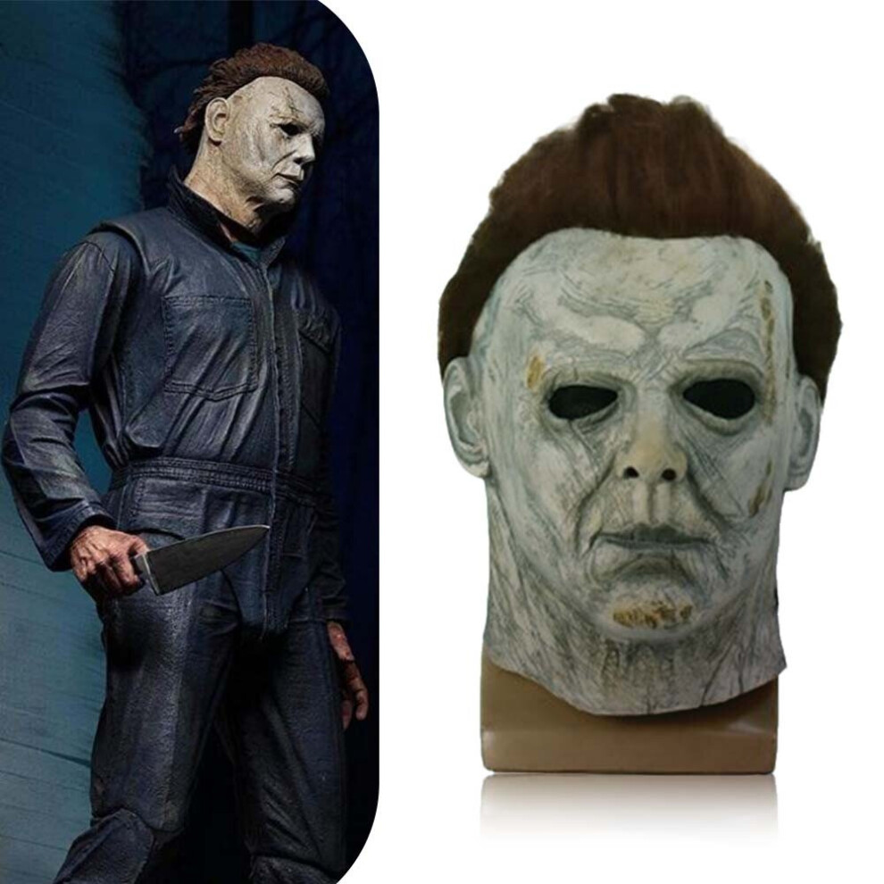 Horror Michael Myers Killer Led Mask Cosplay Scary Latex Costume White