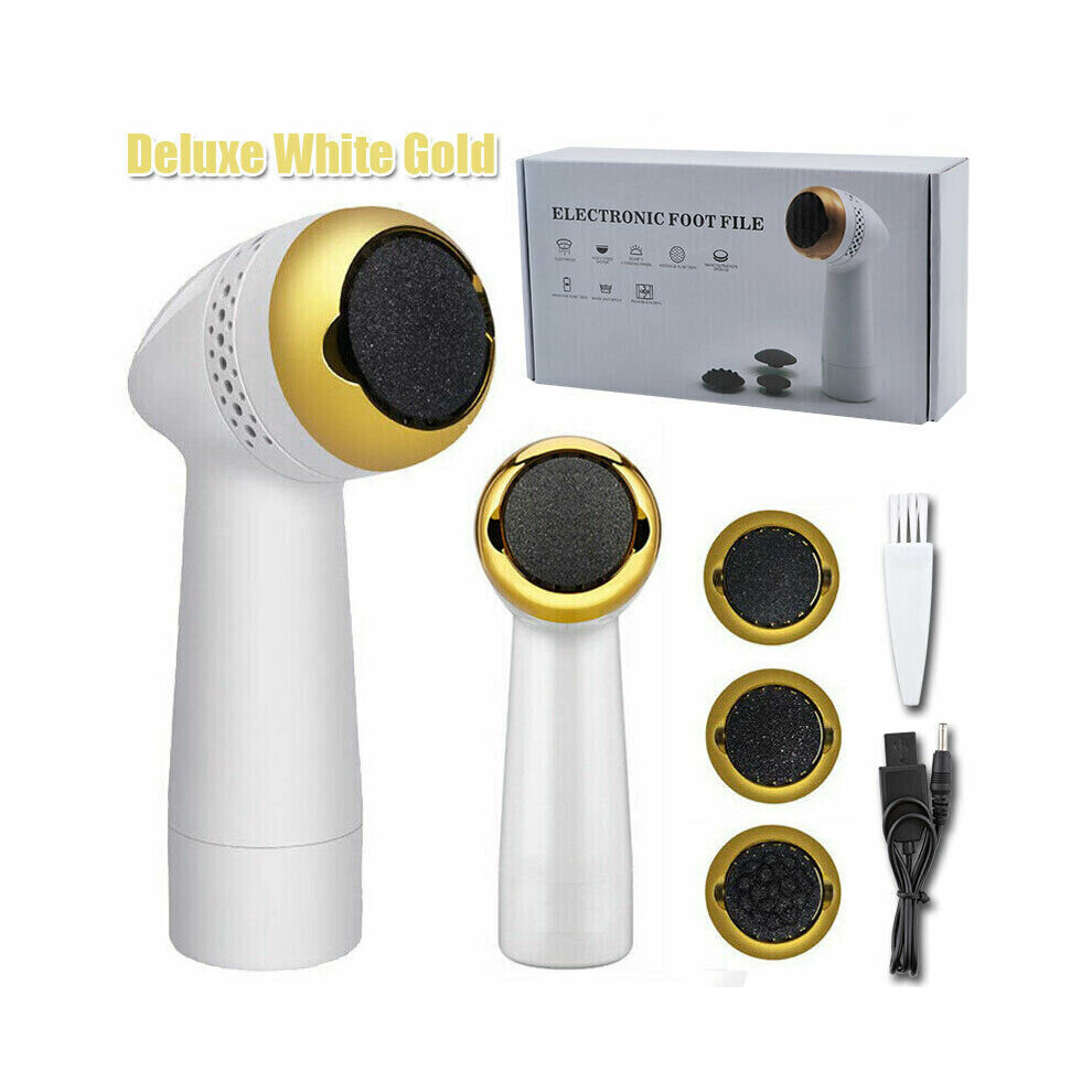 White/Gold Electric Foot Callus File Grinder Dead Skin Remover Pedicure Machine