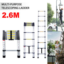 2.6M Extendable Aluminium Telescopic Ladder DIY Tool Max Load 150KG