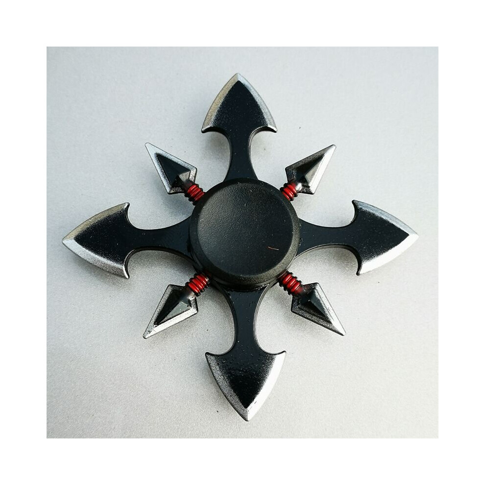 (Black) Naruto Shuriken Fingertip Spinner Antistress Toys Fidget Children Kids Adult Black