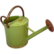 Sage Green & Copper Metal Watering Can with Rose (9 Litre)