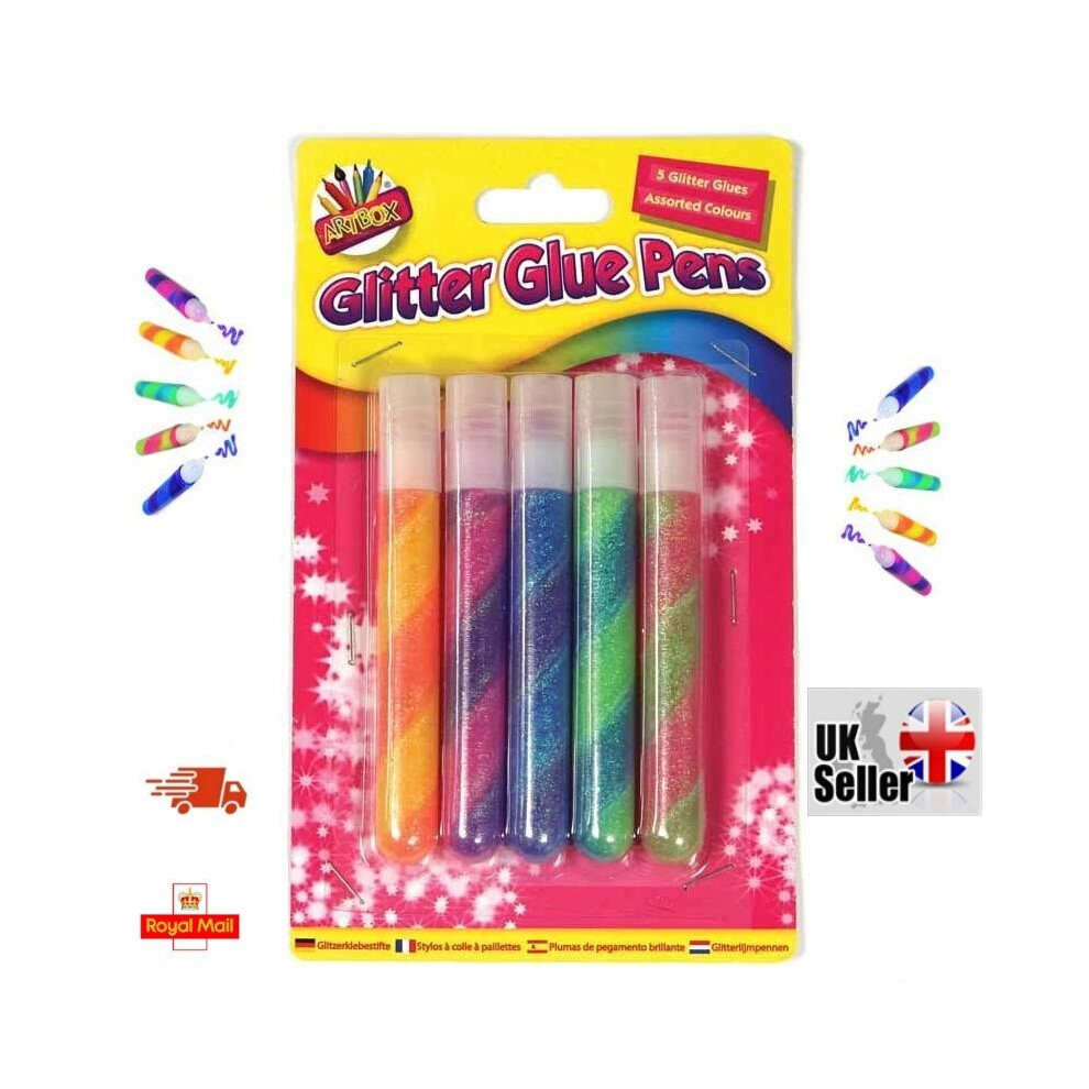 Swirly Glitter Glue Pens Dual Colour Arts Crafts Kids Adults