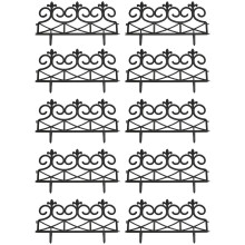 Fleur de Lys Black Plastic Lawn Edging (60cm x 32cm) - 10 Panels