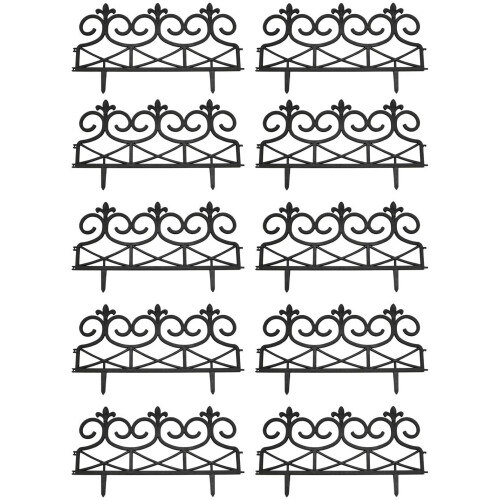 Selections Fleur de Lys Black Plastic Lawn Edging (60cm x 32cm) - 10 Panels