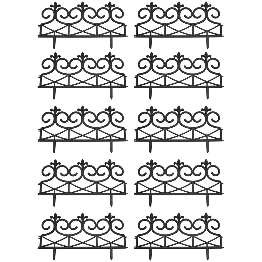 Fleur de Lys Black Plastic Lawn Edging (60cm x 32cm) - 10 Panels