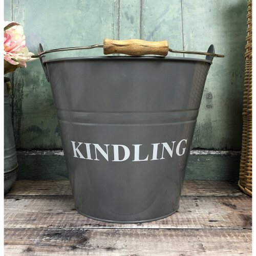 Selections Fireside Kindling Bucket in French Grey 2