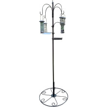 Complete Bird Feeding Station with 4 Feeders & Round Metal Patio Stand