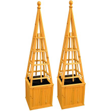 Wooden Garden Obelisk Planter with Liner (Set of 2)