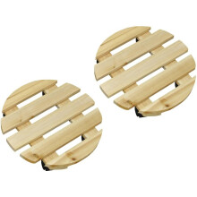 Set of 2 Round Wooden Plant Pot Trolley Movers (30cm)