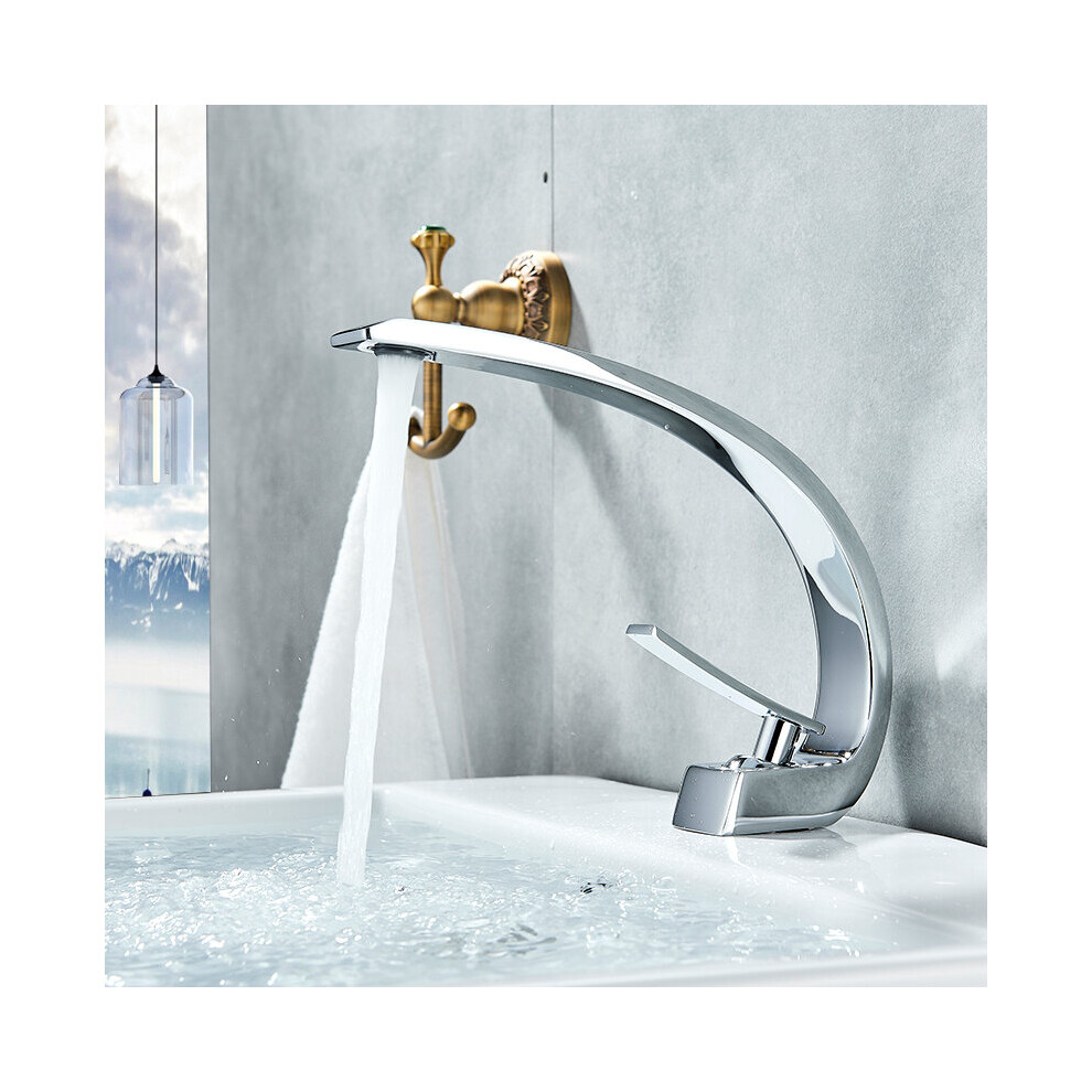 (Chrome) Chrome Orange Basin Faucets Modern Bathroom Mixer Tap Brass Washbasin Faucet Single Handle Single Hole Elegant Crane Tap-image-OPC-P8QZ9G6-NEW