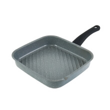 (27cm x 25cm Square Grill Pan) URBN-CHEF Carbon Steel Marble Grey Cooking Pot Pans Nonstick Frying Pan Cookware