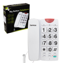 (White) Benross Big Button Landline Telephones with LED Ringer Light