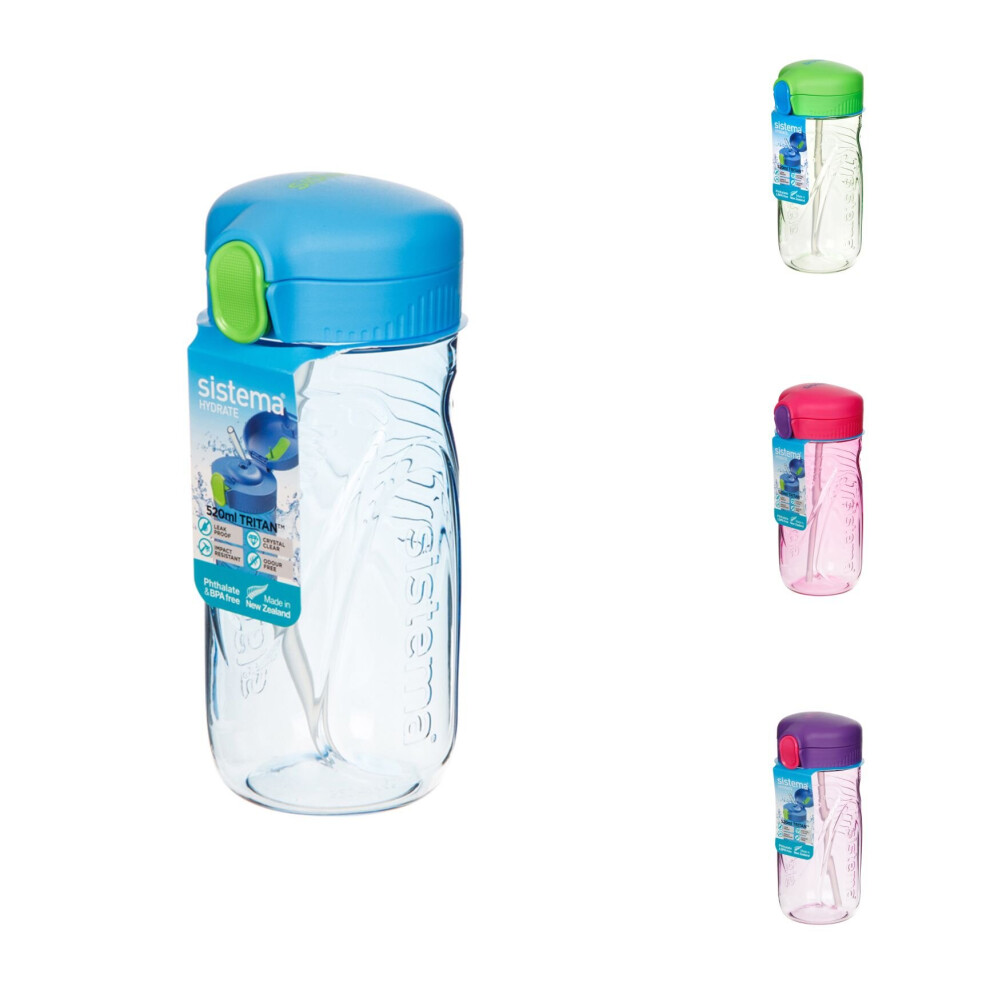 Sistema Quick Flip Bottle 520ml Water Drinks Straw Work Travel On The Go