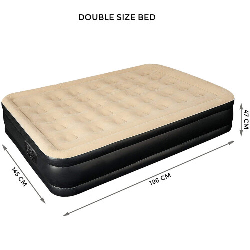 Double Raised Inflatable Airbed Mattress Electric Pump Air Bed Guest Bed Camping 1