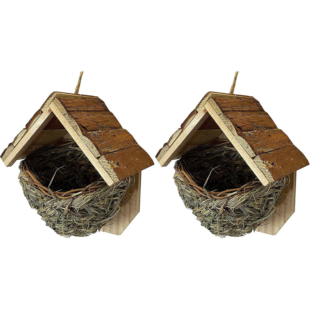 Selections Set Of 2 Woven House Martin Bird Nesters With Roof