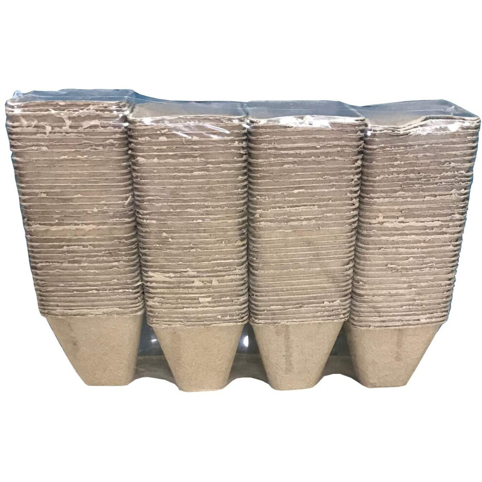 144 x 8cm Eco Square Fibre Biodegradable and Compostable Plant Pots