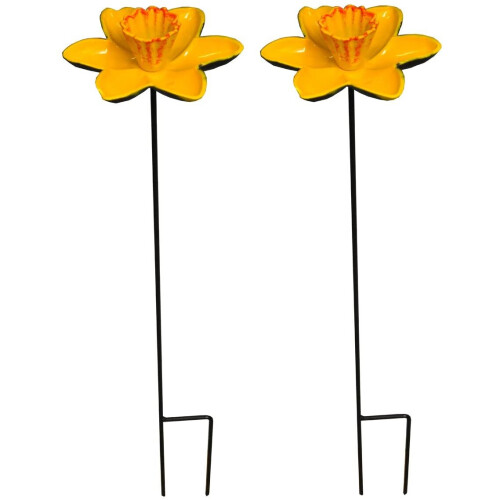 Selections Cast Iron Daffodil Bird Feeder Flower Dish (Set of 2)