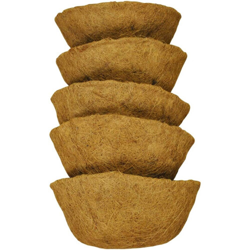 Selections Pack of 5 Round Coco Hanging Basket Planter Liner (25cm)