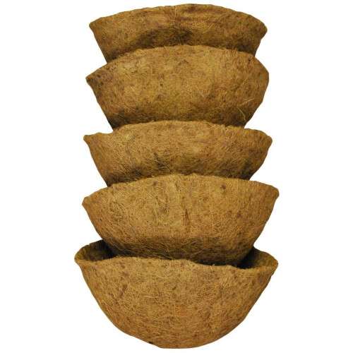 Selections Pack of 5 Round Coco Hanging Basket Planter Liner (30cm)