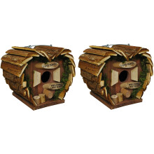Hanging Wooden Love Bird Nest Box Birdhouses (Set of 2)