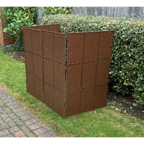 Selections Rattan Effect Wheelie Bin Screen (Double) 2