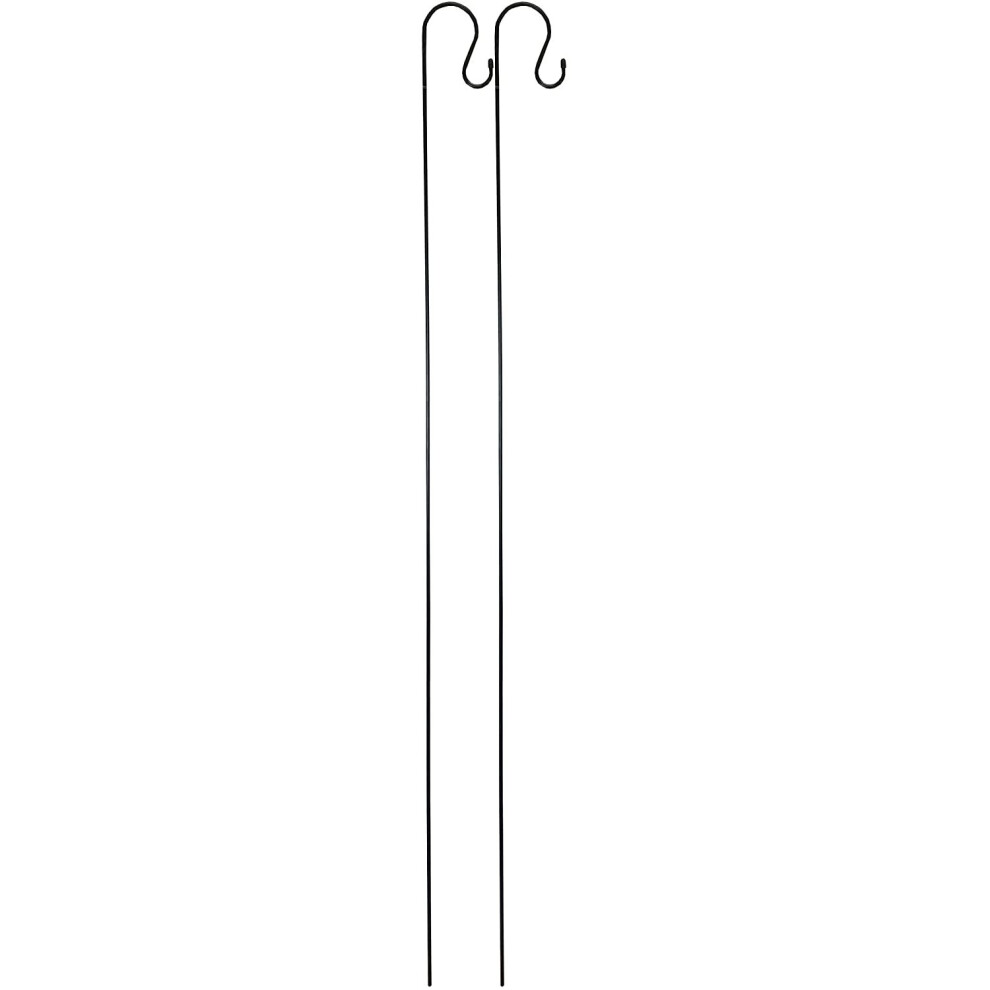 2 x Shepherds Crook Black Metal Garden Border Hooks (1.5m)