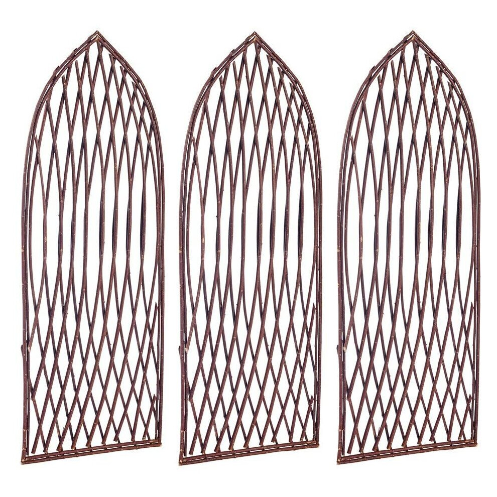 Set of 3 Willow Lattice Trellis With Gothic Top (120cm x 45cm)