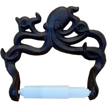 Cast Iron Octopus Wall-Mounted Loo Roll Holder – Vintage-Style, Sturdy Dispenser with Spring-Loaded Bar & Fixings