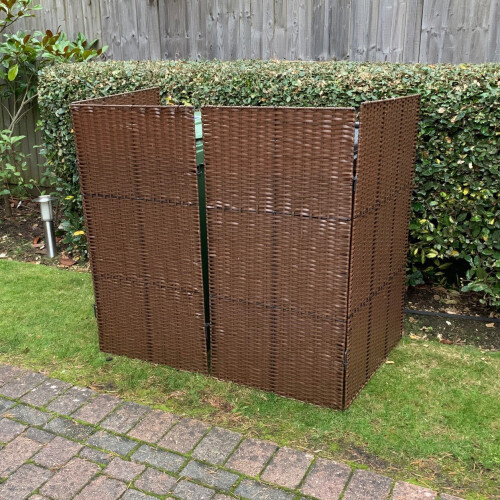 Selections Rattan Effect Wheelie Bin Screen (Double) 1