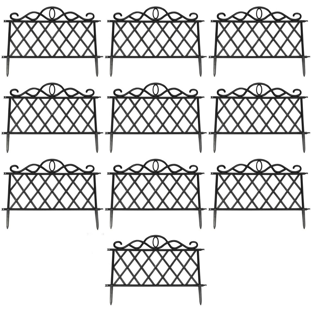 Set of 10 Plastic Lawn Edging Lattice Panels (45cm x 35cm)