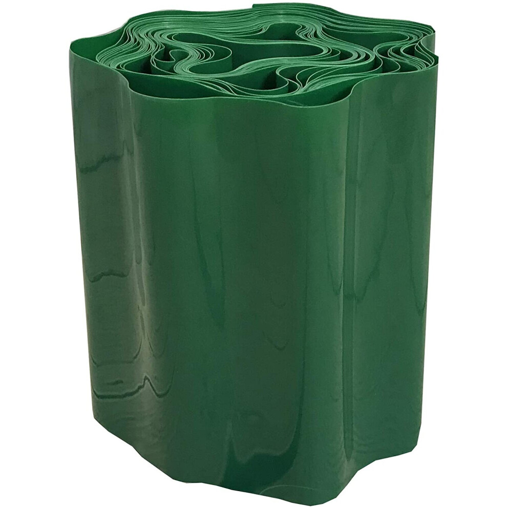 Green Plastic Garden Lawn Edging (9m x 15cm Roll)