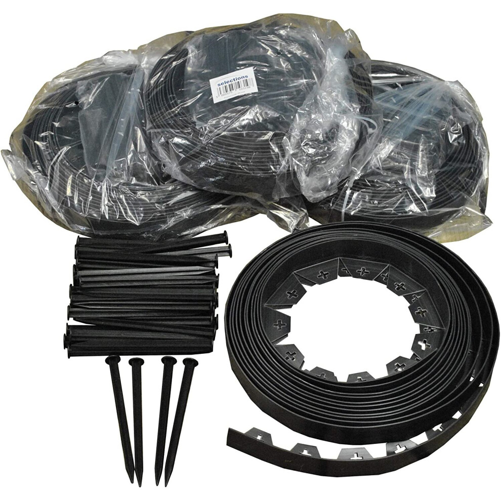 Flexible Plastic Garden Edging with 160 Pegs (40m)