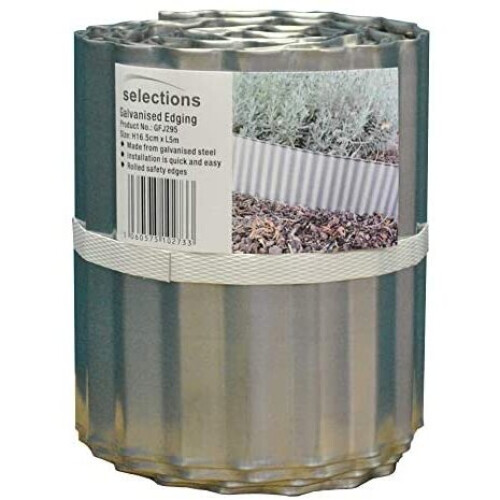 Selections Galvanised Steel Lawn Edging Roll (16.5cm x 5m)
