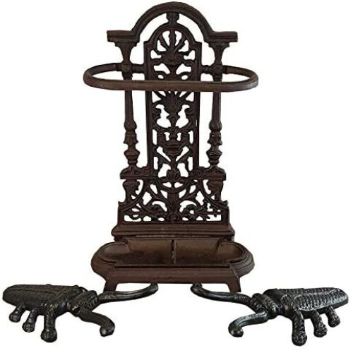 Selections Cast Iron Umbrella Stand & Two Cast Iron Beetle Boot Jacks