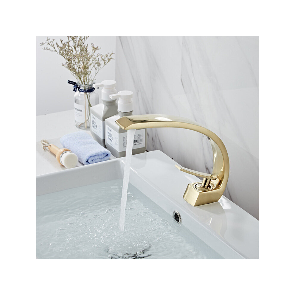 Photos - Tap  Chrome Orange Basin Faucets Modern Bathroom Mixer  Brass Washbasin Faucet Single Handle Single Hole Elegan(Brushed Gold)